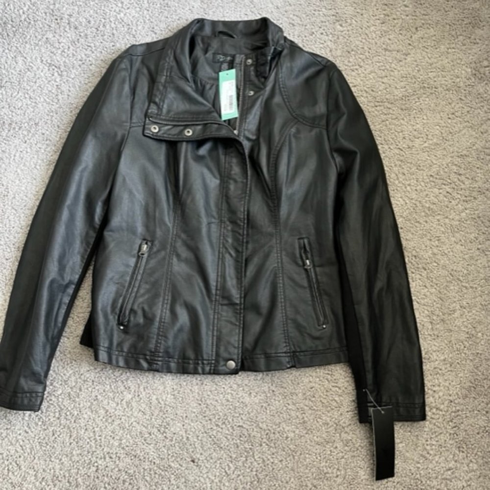 Stitch Fix Rhonda Faux Black Leather Jacket - NWT